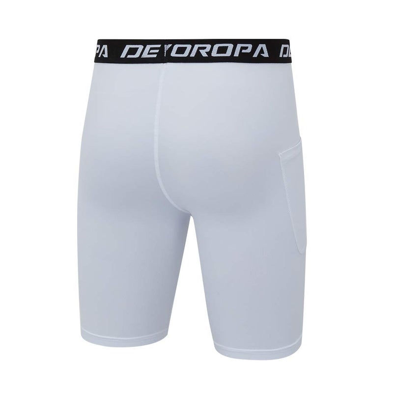 DEVOROPA Youth Boys' Compression Shorts Performance Athletic Base Layers Workout Training Underwear Side Pocket Black/White XL (Pack of 2) - Image 4
